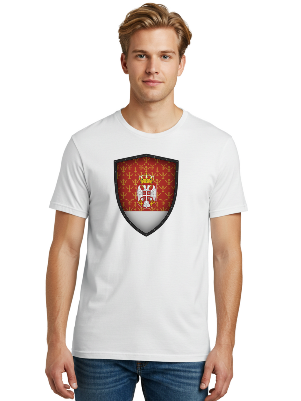 Serbian-Coat-Of-Arms-Shield Men'S Graphic Tee, 100% Cotton, Comfortable Casual Summer Wear, Machine Washable, Vintage Camera, Old Camera, Antique Camera, Black Camera, Classic Photography, Photography Equipment, Nostalgic Device, Film Camera, Bah086