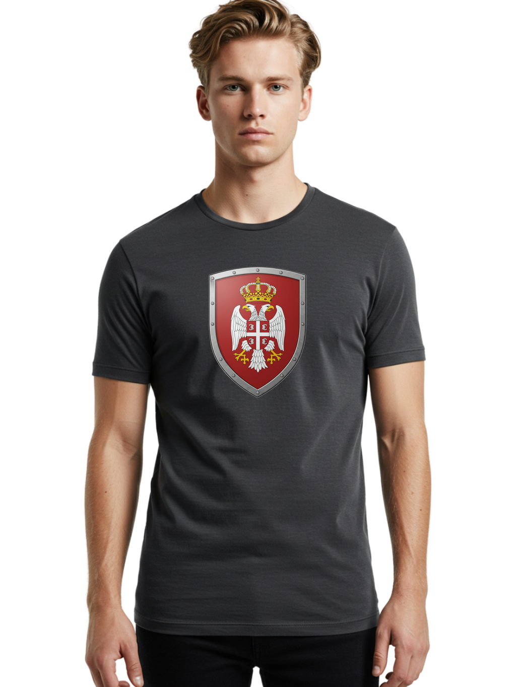 Serbian-Coat-Of-Arms Men'S Graphic Tee, 100% Cotton, Comfortable Casual Summer Wear, Machine Washable, Vintage Camera, Old Camera, Antique Camera, Black Camera, Classic Photography, Photography Equipment, Nostalgic Device, Film Camera, Bah087