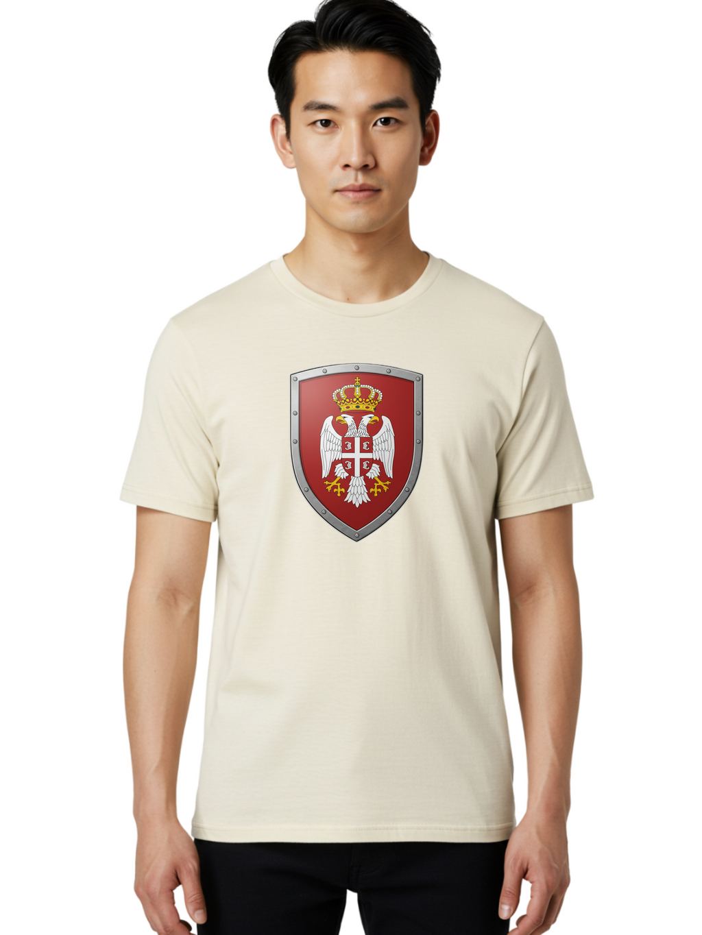 Serbian-Coat-Of-Arms Men'S Graphic Tee, 100% Cotton, Comfortable Casual Summer Wear, Machine Washable, Vintage Camera, Old Camera, Antique Camera, Black Camera, Classic Photography, Photography Equipment, Nostalgic Device, Film Camera, Bah087