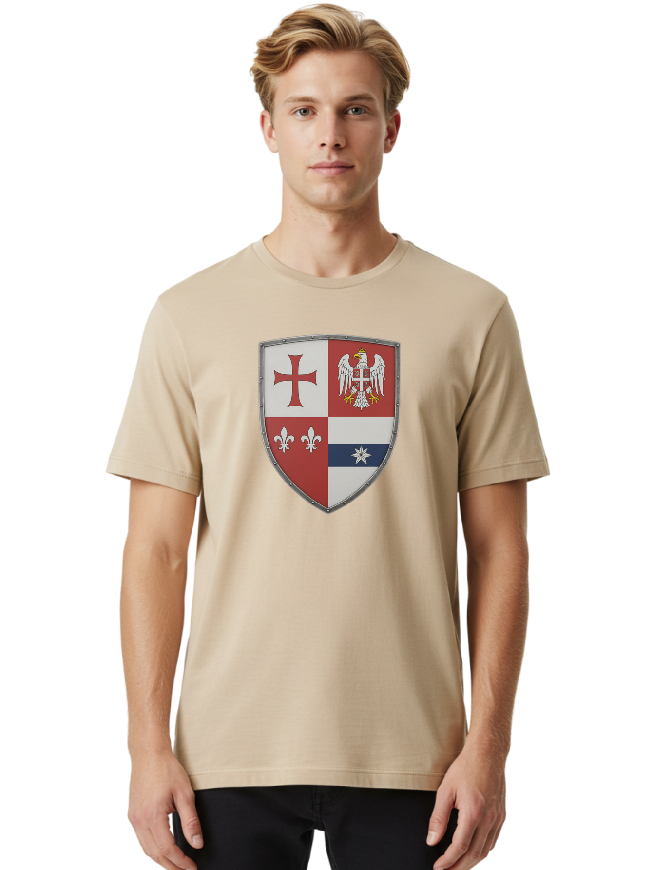 Shield-Coat-Of-Arms Men'S Graphic Tee, 100% Cotton, Comfortable Casual Summer Wear, Machine Washable, Vintage Camera, Old Camera, Antique Camera, Black Camera, Classic Photography, Photography Equipment, Nostalgic Device, Film Camera, Bah095