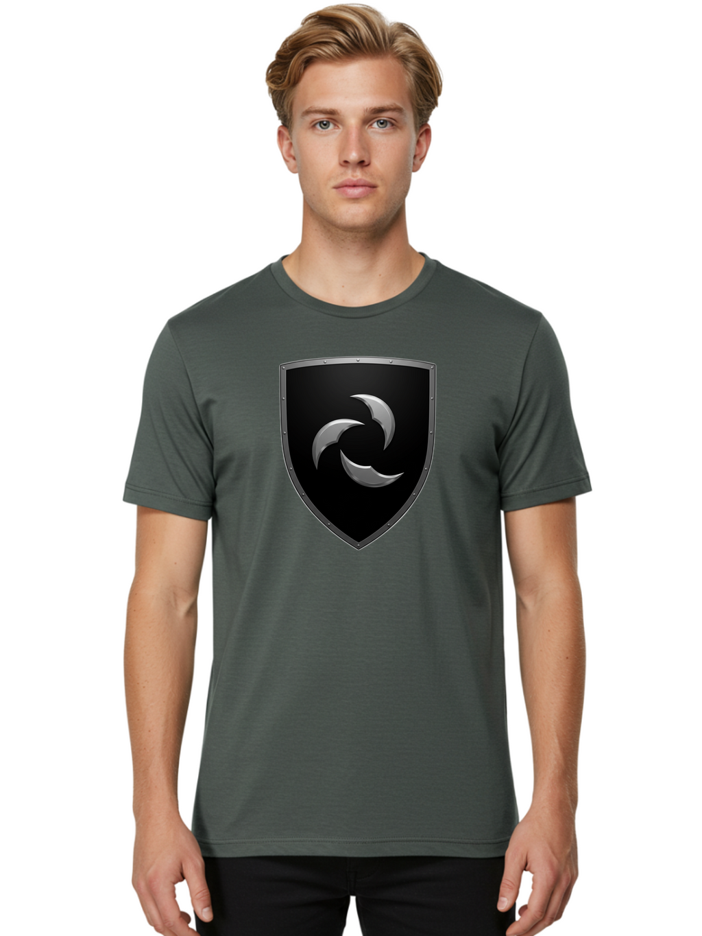 Shield-Logo Men'S Graphic Tee, 100% Cotton, Comfortable Casual Summer Wear, Machine Washable, Vintage Camera, Old Camera, Antique Camera, Black Camera, Classic Photography, Photography Equipment, Nostalgic Device, Film Camera, Camera Art Bah096