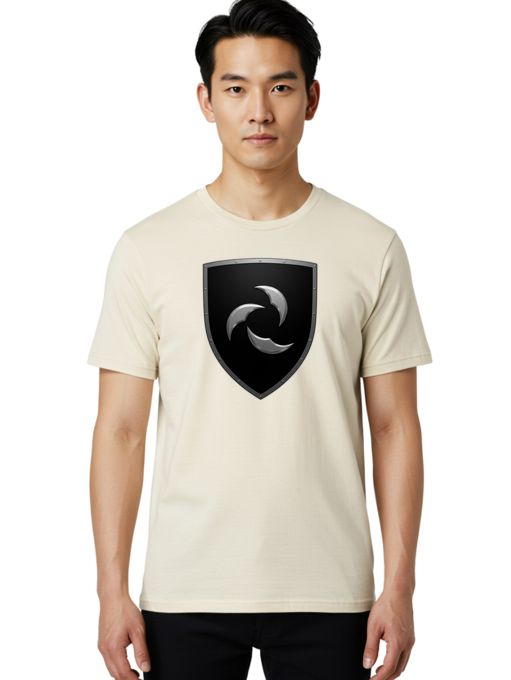 Shield-Logo Men'S Graphic Tee, 100% Cotton, Comfortable Casual Summer Wear, Machine Washable, Vintage Camera, Old Camera, Antique Camera, Black Camera, Classic Photography, Photography Equipment, Nostalgic Device, Film Camera, Camera Art Bah096