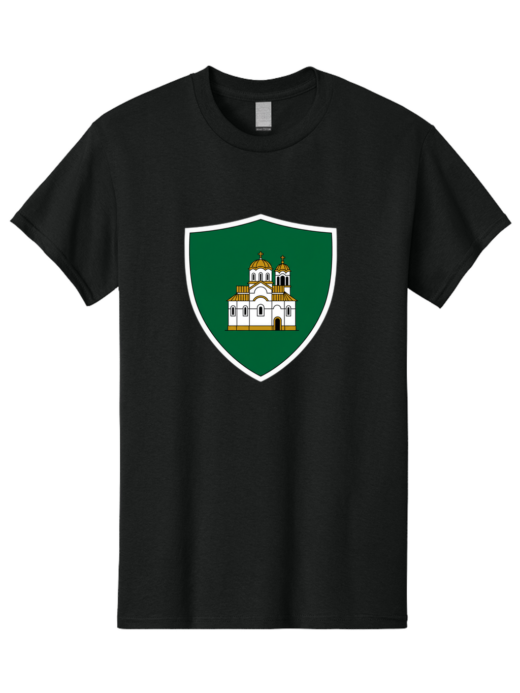 Shield-With-Church Men'S Graphic Tee, 100% Cotton, Comfortable Casual Summer Wear, Machine Washable, Vintage Camera, Old Camera, Antique Camera, Black Camera, Classic Photography, Photography Equipment, Nostalgic Device, Film Camera, Bah097