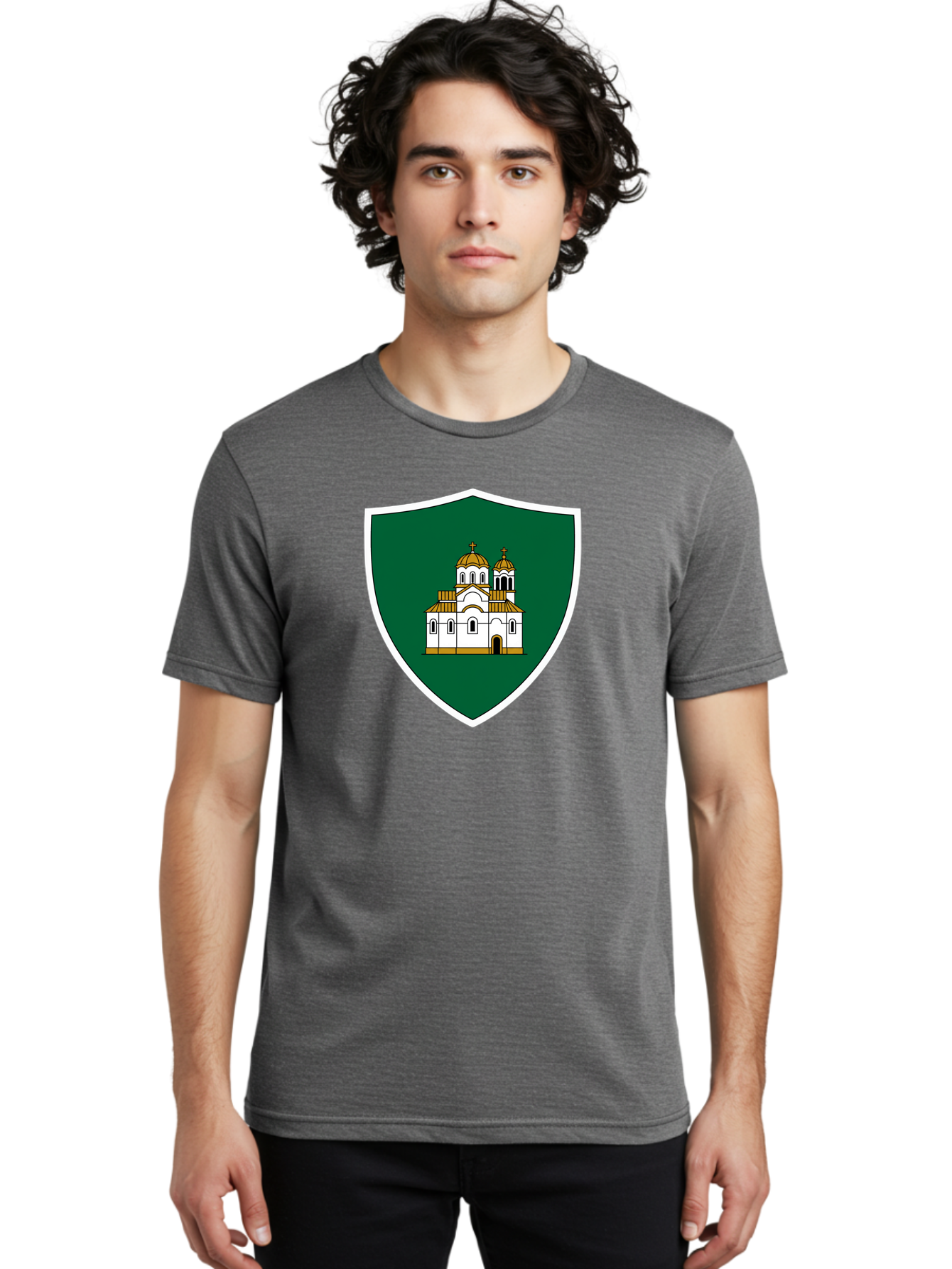 Shield-With-Church Men'S Graphic Tee, 100% Cotton, Comfortable Casual Summer Wear, Machine Washable, Vintage Camera, Old Camera, Antique Camera, Black Camera, Classic Photography, Photography Equipment, Nostalgic Device, Film Camera, Bah097