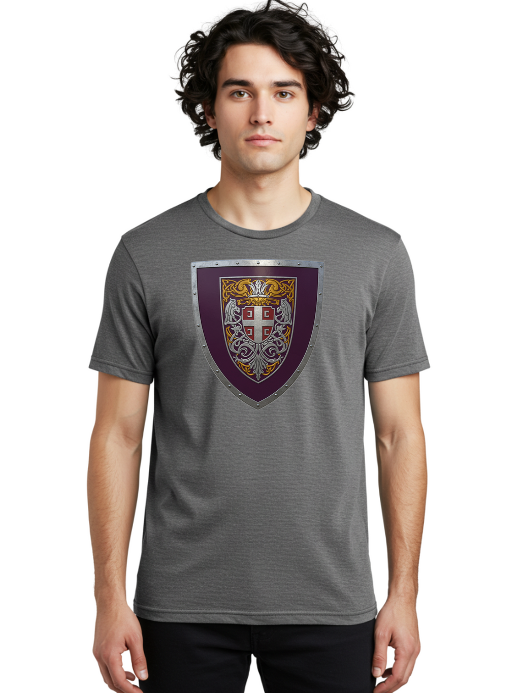 Shield-With-Cross Men'S Graphic Tee, 100% Cotton, Comfortable Casual Summer Wear, Machine Washable, Vintage Camera, Old Camera, Antique Camera, Black Camera, Classic Photography, Photography Equipment, Nostalgic Device, Film Camera, Camera Art Bah098