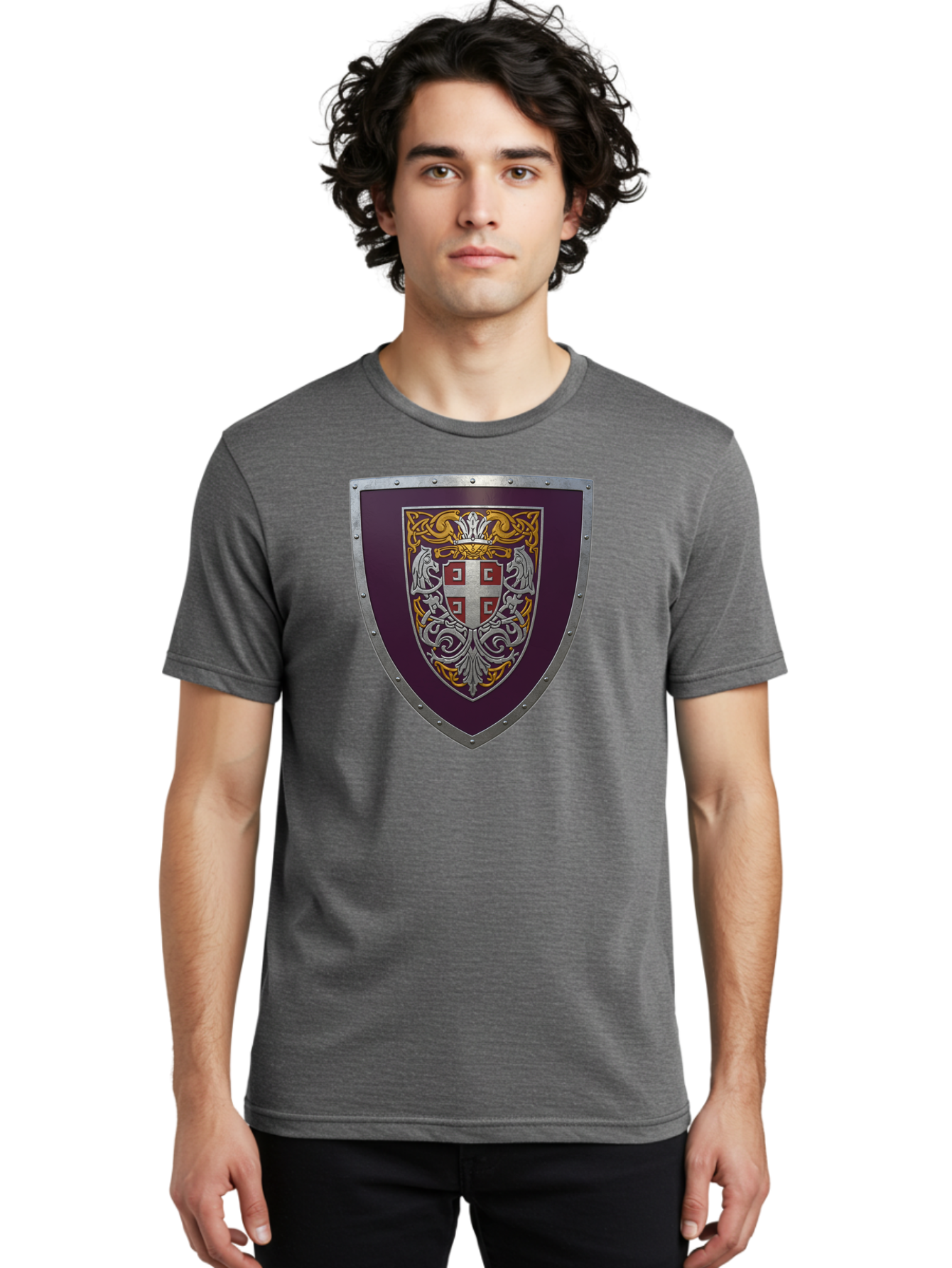Shield-With-Cross Men'S Graphic Tee, 100% Cotton, Comfortable Casual Summer Wear, Machine Washable, Vintage Camera, Old Camera, Antique Camera, Black Camera, Classic Photography, Photography Equipment, Nostalgic Device, Film Camera, Camera Art Bah098