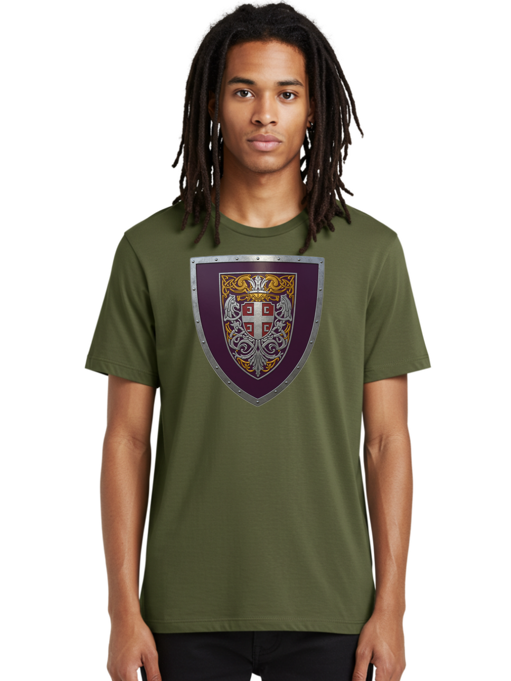 Shield-With-Cross Men'S Graphic Tee, 100% Cotton, Comfortable Casual Summer Wear, Machine Washable, Vintage Camera, Old Camera, Antique Camera, Black Camera, Classic Photography, Photography Equipment, Nostalgic Device, Film Camera, Camera Art Bah098