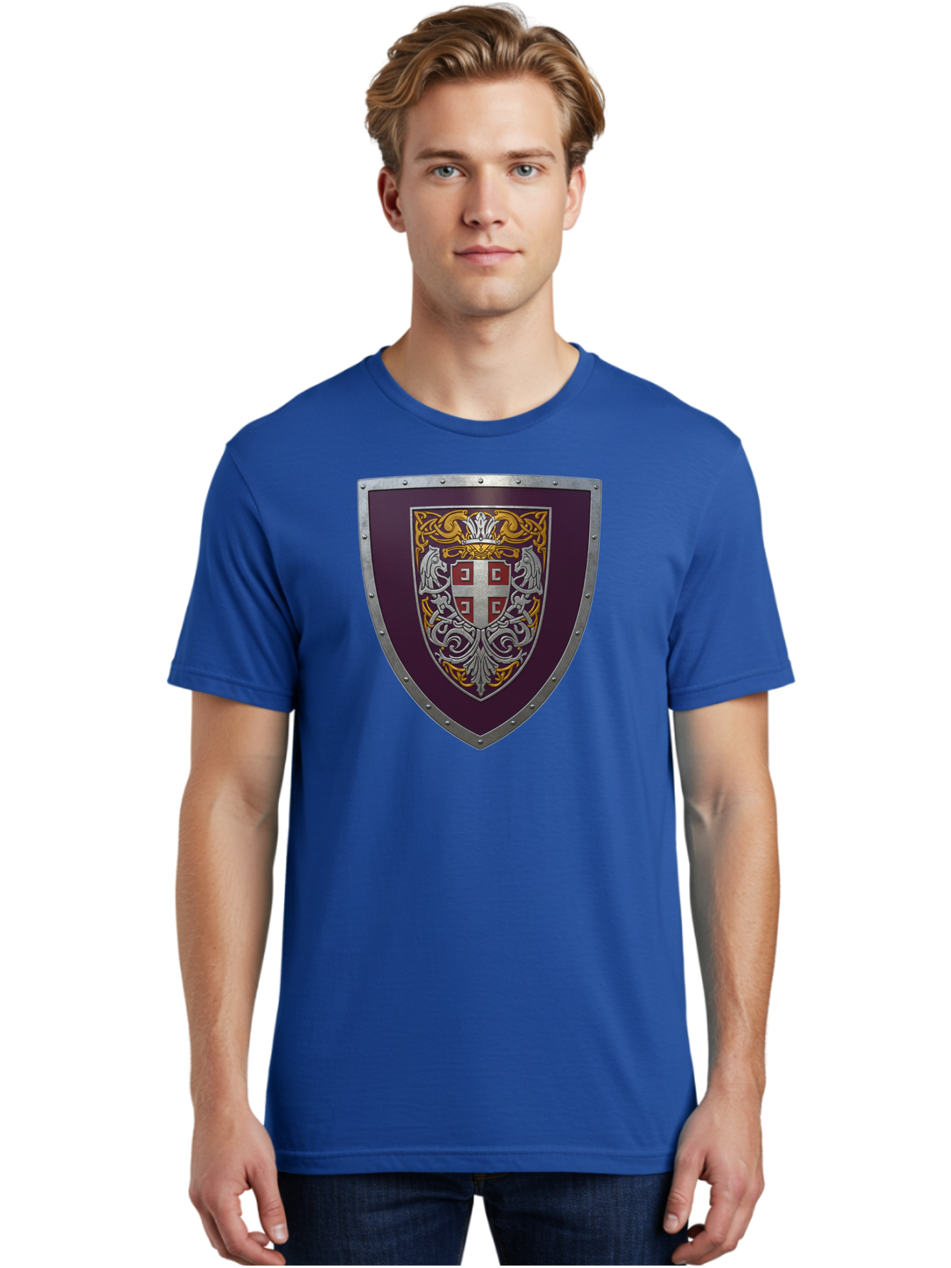 Shield-With-Cross Men'S Graphic Tee, 100% Cotton, Comfortable Casual Summer Wear, Machine Washable, Vintage Camera, Old Camera, Antique Camera, Black Camera, Classic Photography, Photography Equipment, Nostalgic Device, Film Camera, Camera Art Bah098