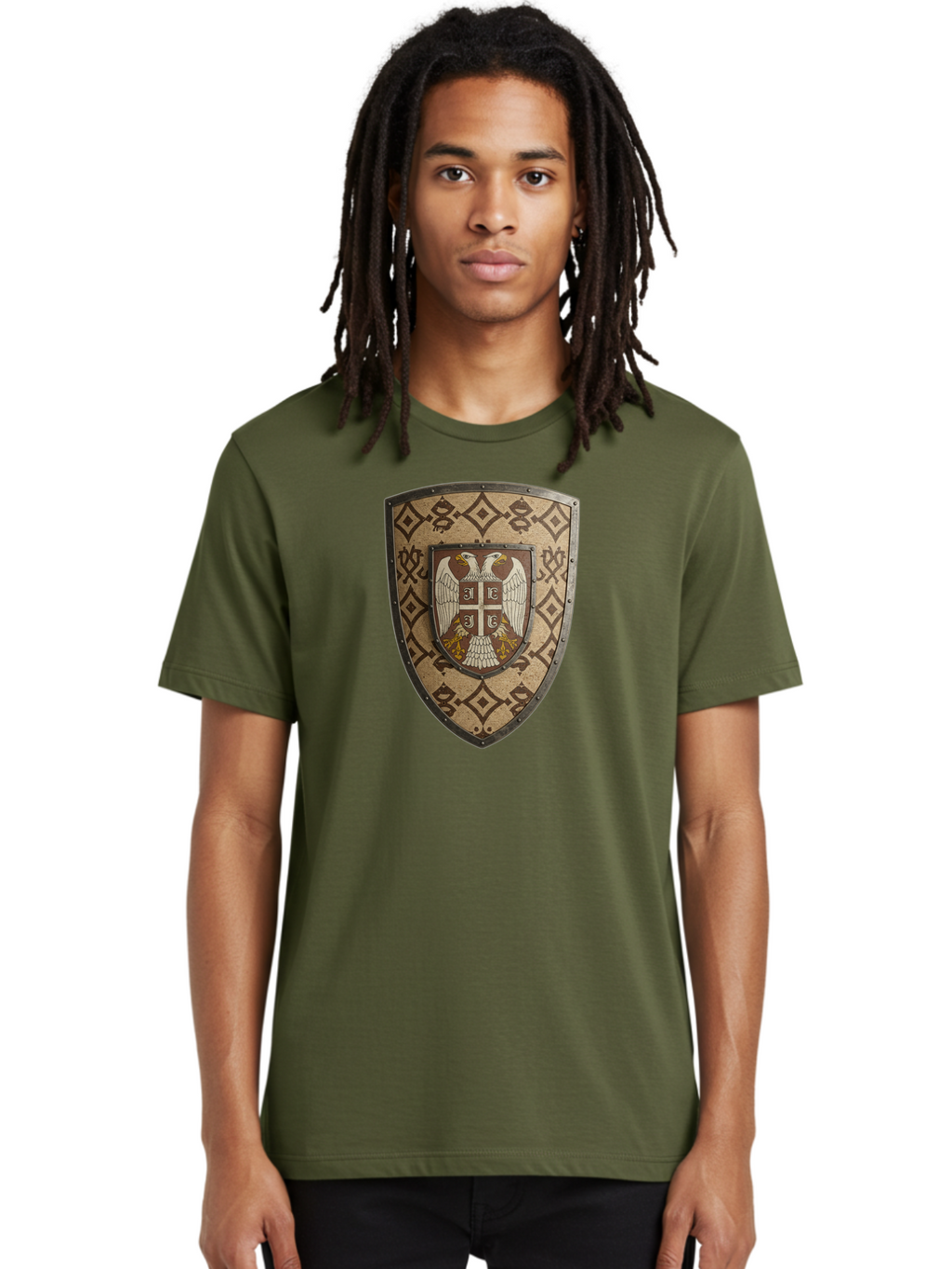 Shield-With-Double-Headed-Eagle Men'S Graphic Tee, 100% Cotton, Comfortable Casual Summer Wear, Machine Washable, Vintage Camera, Old Camera, Antique Camera, Black Camera, Classic Photography, Photography Equipment, Nostalgic Device, Bah099