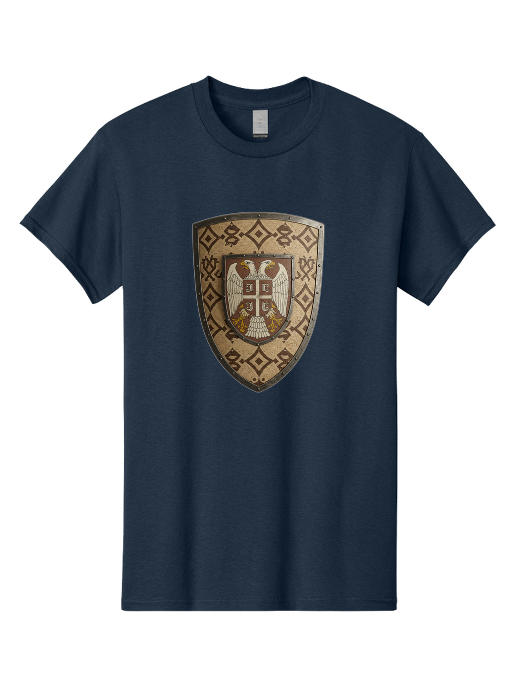 Shield-With-Double-Headed-Eagle Men'S Graphic Tee, 100% Cotton, Comfortable Casual Summer Wear, Machine Washable, Vintage Camera, Old Camera, Antique Camera, Black Camera, Classic Photography, Photography Equipment, Nostalgic Device, Bah099