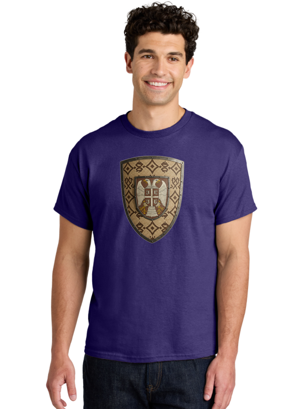Shield-With-Double-Headed-Eagle Men'S Graphic Tee, 100% Cotton, Comfortable Casual Summer Wear, Machine Washable, Vintage Camera, Old Camera, Antique Camera, Black Camera, Classic Photography, Photography Equipment, Nostalgic Device, Bah099