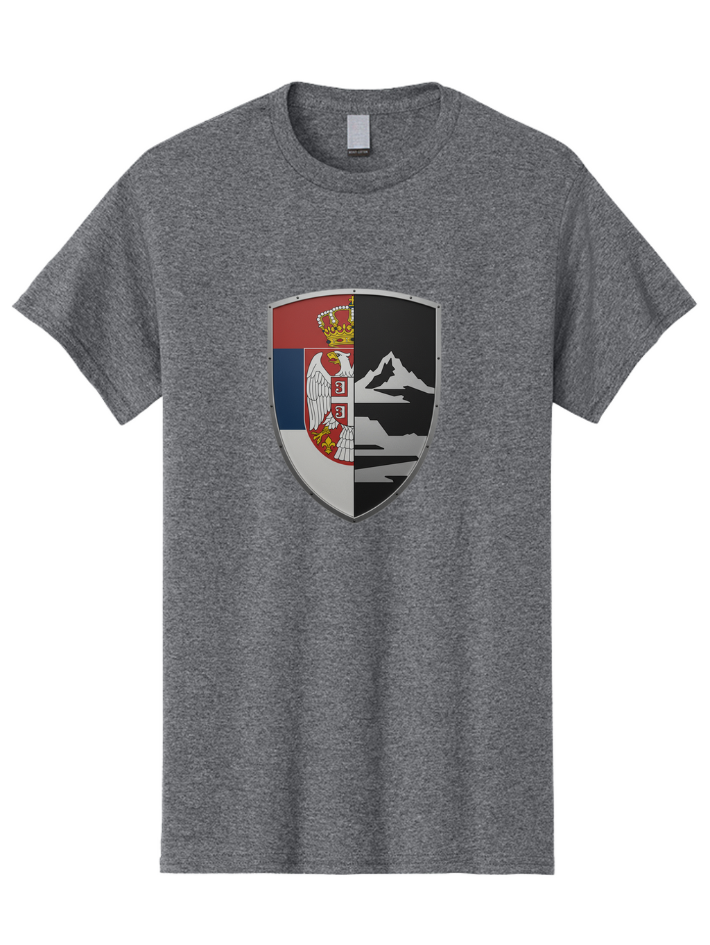 Shield-With-Eagle-And-Mountain Men'S Graphic Tee, 100% Cotton, Comfortable Casual Summer Wear, Machine Washable, Vintage Camera, Old Camera, Antique Camera, Black Camera, Classic Photography, Photography Equipment, Nostalgic Device, Bah100