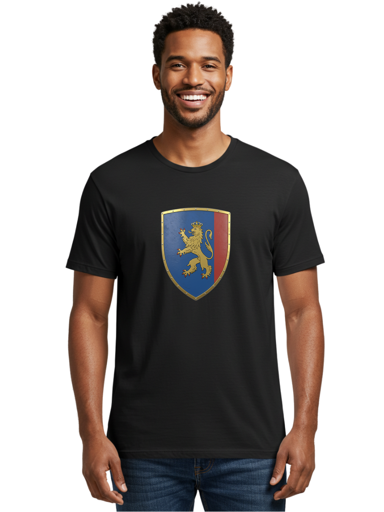 Shield-With-Lion Men'S Graphic Tee, 100% Cotton, Comfortable Casual Summer Wear, Machine Washable, Vintage Camera, Old Camera, Antique Camera, Black Camera, Classic Photography, Photography Equipment, Nostalgic Device, Film Camera, Camera Art Bah101