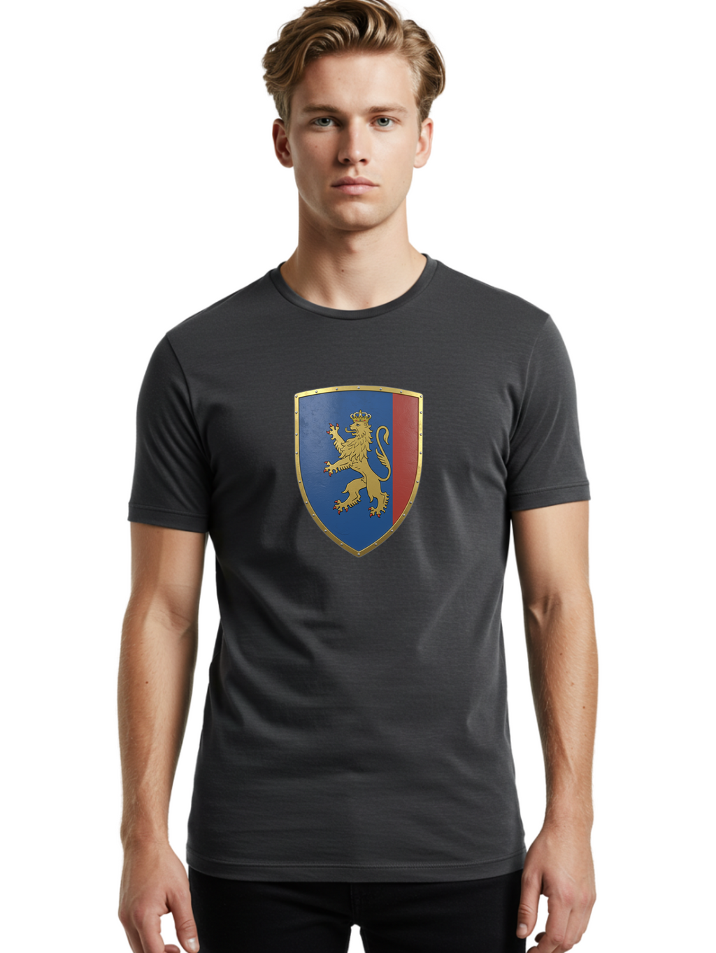 Shield-With-Lion Men'S Graphic Tee, 100% Cotton, Comfortable Casual Summer Wear, Machine Washable, Vintage Camera, Old Camera, Antique Camera, Black Camera, Classic Photography, Photography Equipment, Nostalgic Device, Film Camera, Camera Art Bah101