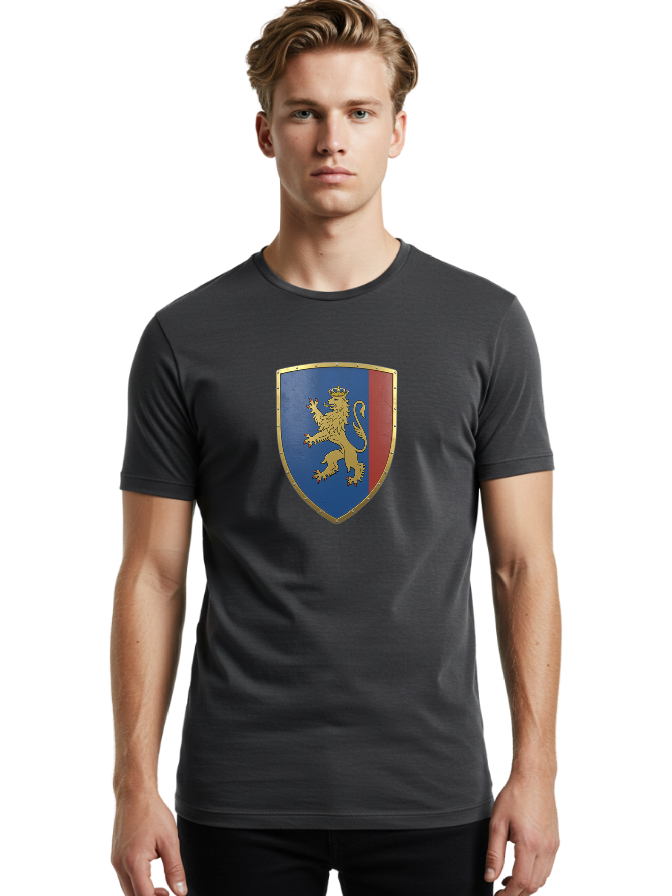 Shield-With-Lion Men'S Graphic Tee, 100% Cotton, Comfortable Casual Summer Wear, Machine Washable, Vintage Camera, Old Camera, Antique Camera, Black Camera, Classic Photography, Photography Equipment, Nostalgic Device, Film Camera, Camera Art Bah101