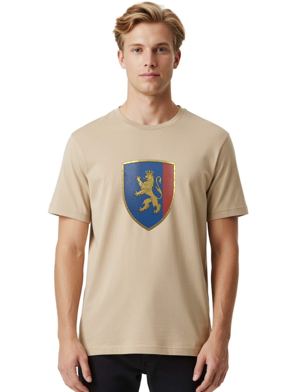 Shield-With-Lion Men'S Graphic Tee, 100% Cotton, Comfortable Casual Summer Wear, Machine Washable, Vintage Camera, Old Camera, Antique Camera, Black Camera, Classic Photography, Photography Equipment, Nostalgic Device, Film Camera, Camera Art Bah101