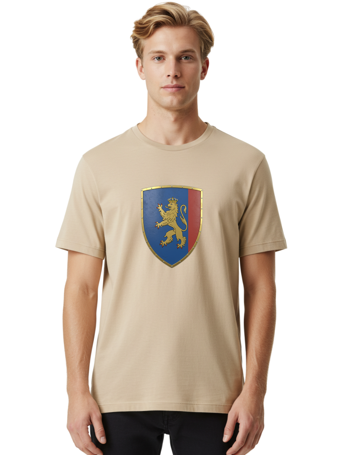 Shield-With-Lion Men'S Graphic Tee, 100% Cotton, Comfortable Casual Summer Wear, Machine Washable, Vintage Camera, Old Camera, Antique Camera, Black Camera, Classic Photography, Photography Equipment, Nostalgic Device, Film Camera, Camera Art Bah101