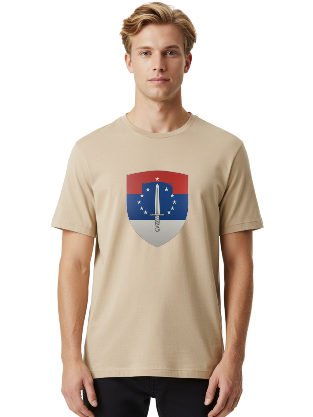 Shield-With-Sword Men'S Graphic Tee, 100% Cotton, Comfortable Casual Summer Wear, Machine Washable, Vintage Camera, Old Camera, Antique Camera, Black Camera, Classic Photography, Photography Equipment, Nostalgic Device, Film Camera, Camera Art Bah102
