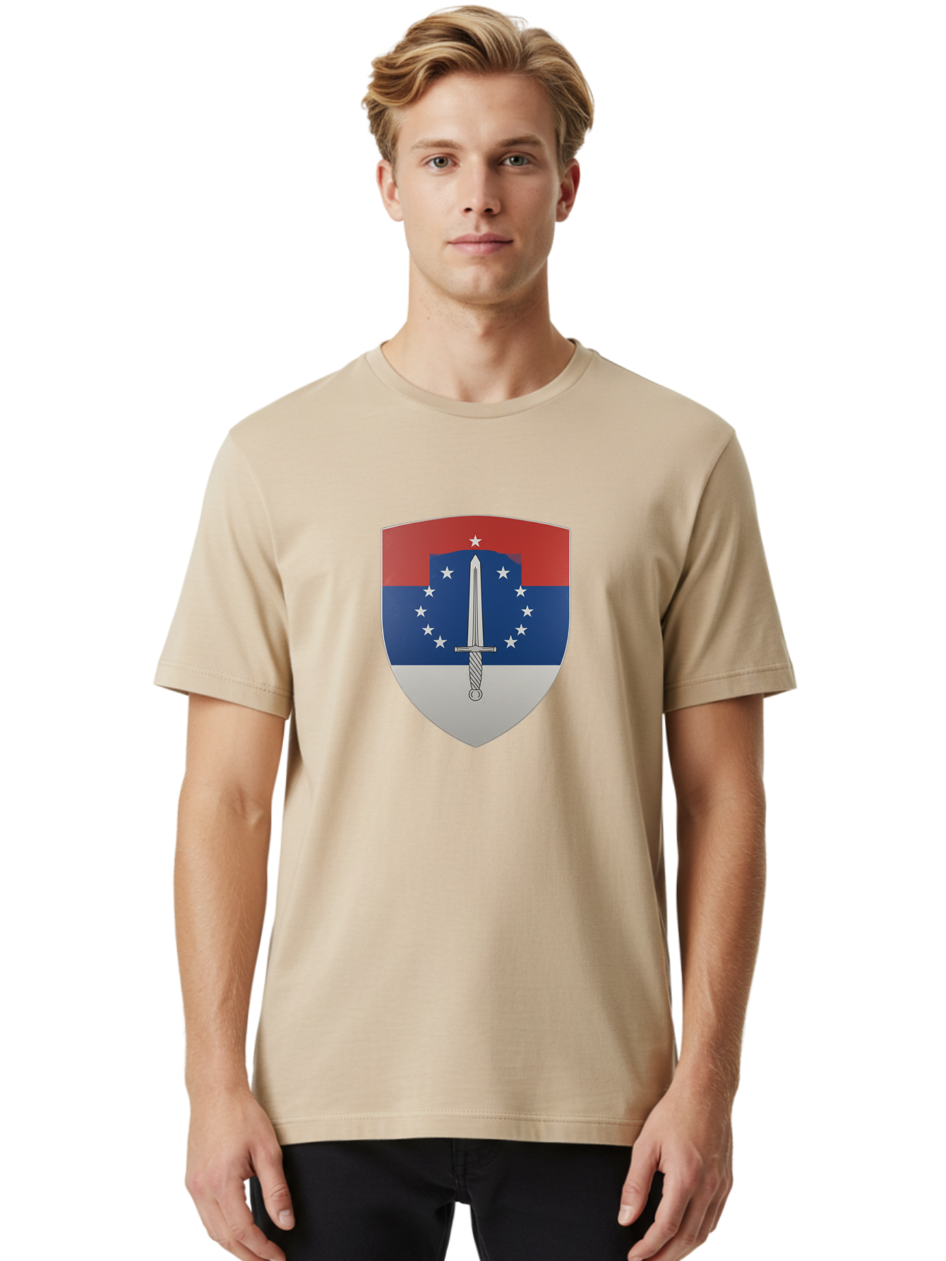 Shield-With-Sword Men'S Graphic Tee, 100% Cotton, Comfortable Casual Summer Wear, Machine Washable, Vintage Camera, Old Camera, Antique Camera, Black Camera, Classic Photography, Photography Equipment, Nostalgic Device, Film Camera, Camera Art Bah102
