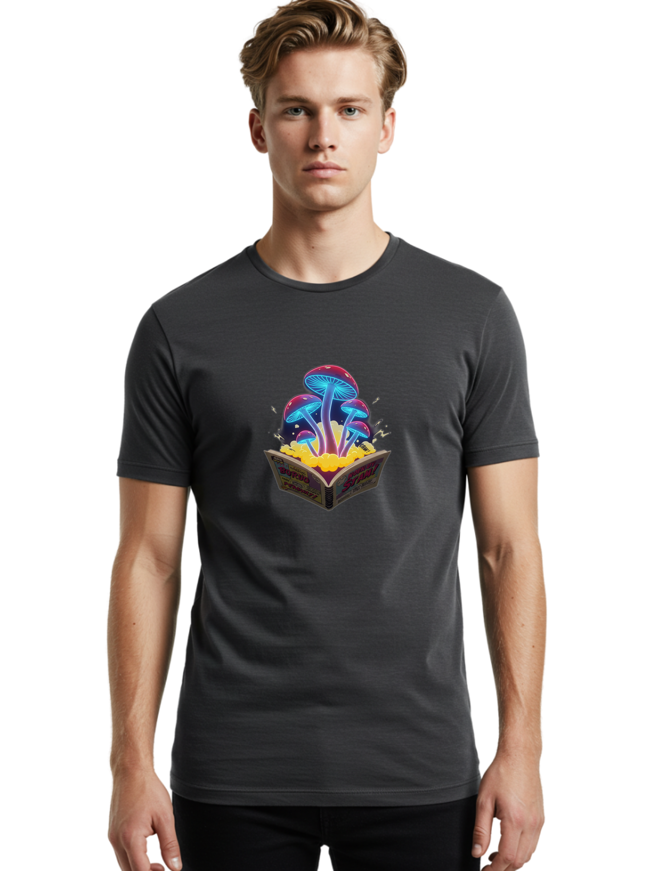 Shrooms Men'S Graphic Tee, 100% Cotton, Comfortable Casual Summer Wear, Machine Washable, Vintage Camera, Old Camera, Antique Camera, Black Camera, Classic Photography, Photography Equipment, Nostalgic Device, Film Camera, Camera Art Bah104