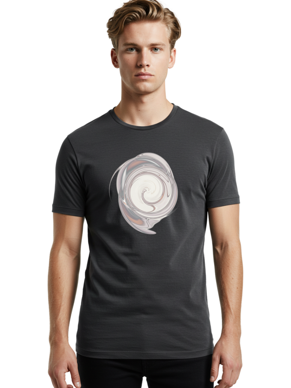 Silver-Swirl Men'S Graphic Tee, 100% Cotton, Comfortable Casual Summer Wear, Machine Washable, Vintage Camera, Old Camera, Antique Camera, Black Camera, Classic Photography, Photography Equipment, Nostalgic Device, Film Camera, Camera Art Bah119