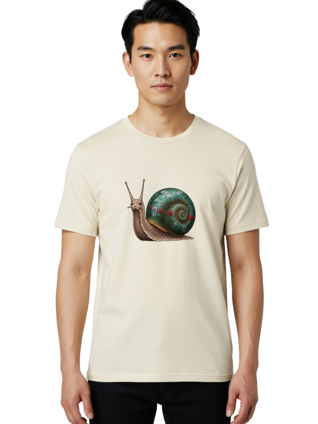 Snail-With-Cemetery-Shell Men'S Graphic Tee, 100% Cotton, Comfortable Casual Summer Wear, Machine Washable, Vintage Camera, Old Camera, Antique Camera, Black Camera, Classic Photography, Photography Equipment, Nostalgic Device, Film Camera, Bah134