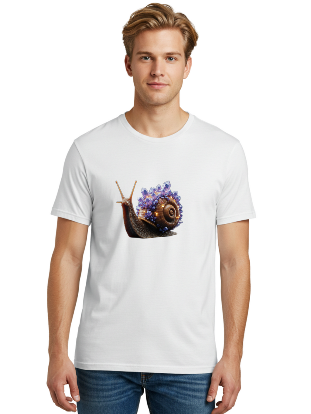 Snail-With-Crystals Men'S Graphic Tee, 100% Cotton, Comfortable Casual Summer Wear, Machine Washable, Vintage Camera, Old Camera, Antique Camera, Black Camera, Classic Photography, Photography Equipment, Nostalgic Device, Film Camera, Bah136
