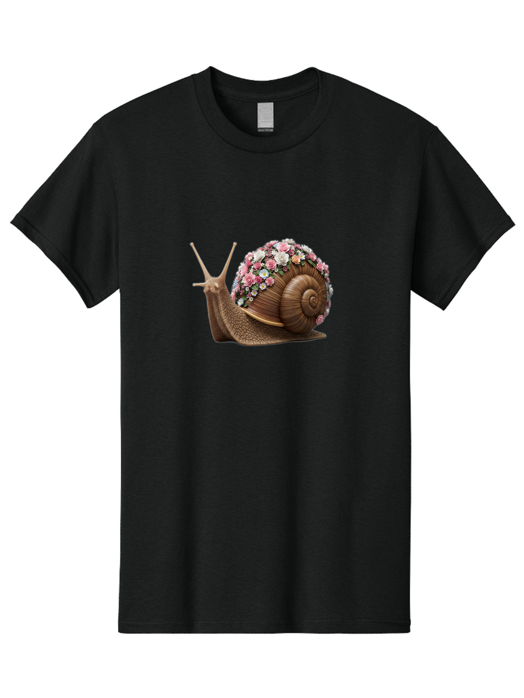 Snail-With-Flowers-4 Men'S Graphic Tee, 100% Cotton, Comfortable Casual Summer Wear, Machine Washable, Vintage Camera, Old Camera, Antique Camera, Black Camera, Classic Photography, Photography Equipment, Nostalgic Device, Film Camera, Bah142