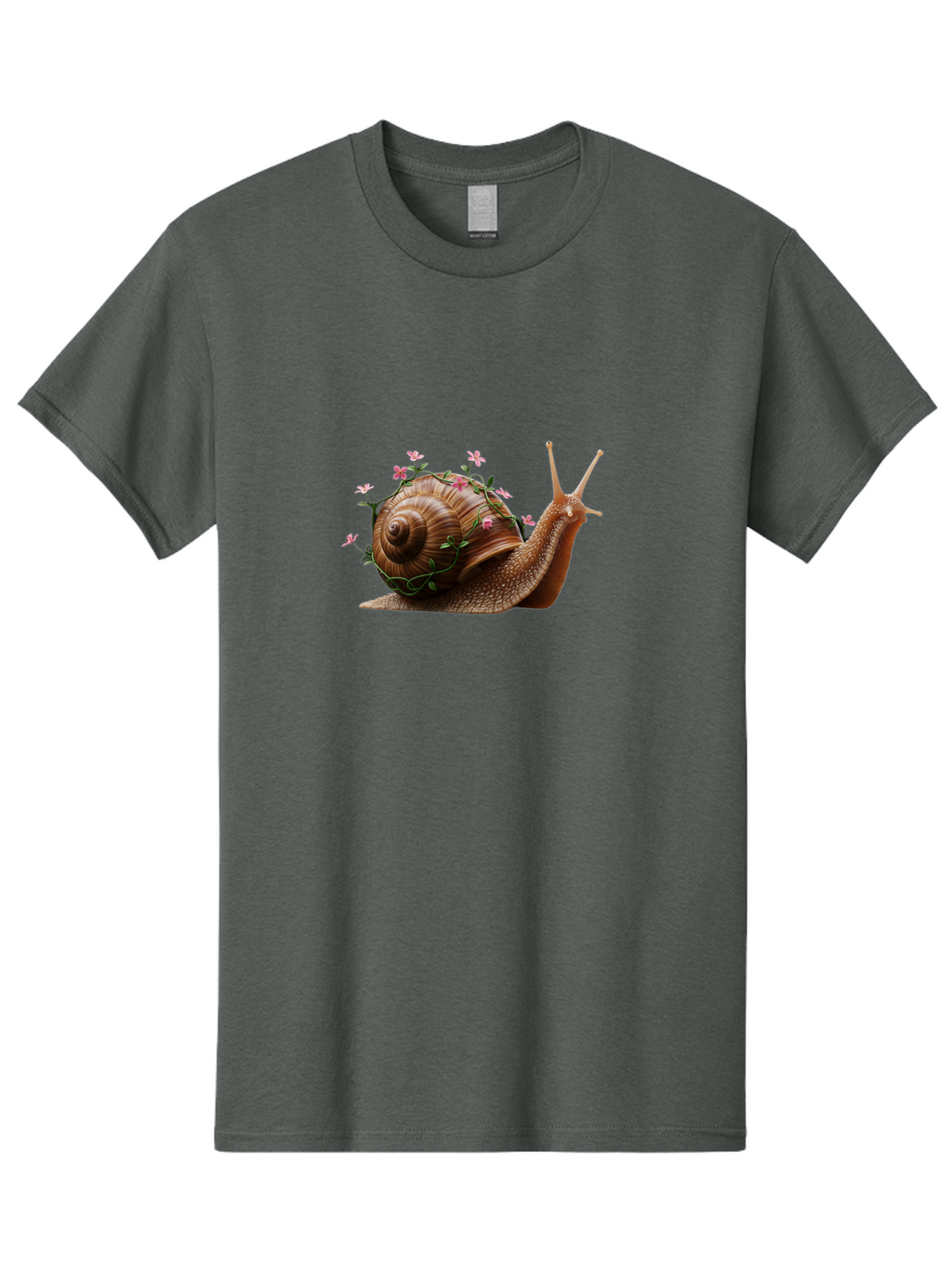 Snail-With-Flowers-5 Men'S Graphic Tee, 100% Cotton, Comfortable Casual Summer Wear, Machine Washable, Vintage Camera, Old Camera, Antique Camera, Black Camera, Classic Photography, Photography Equipment, Nostalgic Device, Film Camera, Bah143