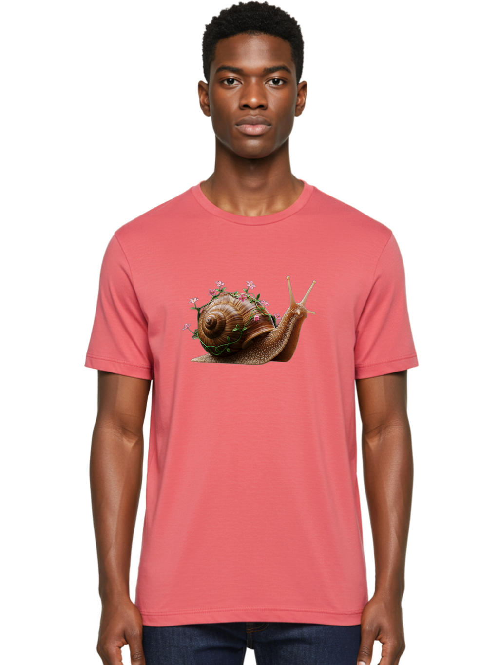 Snail-With-Flowers-5 Men'S Graphic Tee, 100% Cotton, Comfortable Casual Summer Wear, Machine Washable, Vintage Camera, Old Camera, Antique Camera, Black Camera, Classic Photography, Photography Equipment, Nostalgic Device, Film Camera, Bah143