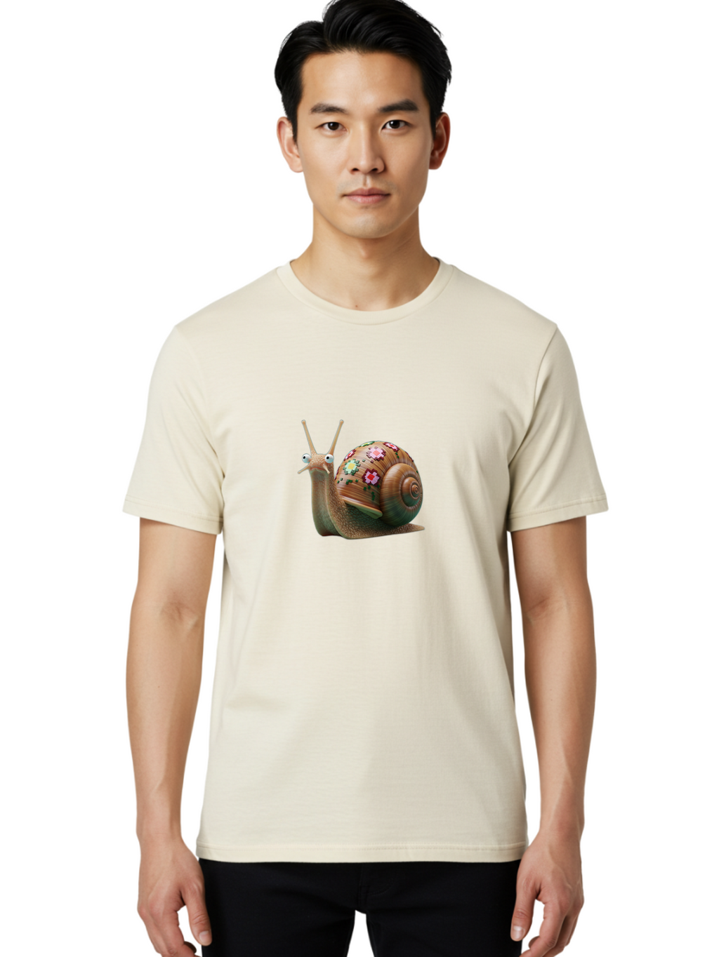 Snail-With-Flowers-7 Men'S Graphic Tee, 100% Cotton, Comfortable Casual Summer Wear, Machine Washable, Vintage Camera, Old Camera, Antique Camera, Black Camera, Classic Photography, Photography Equipment, Nostalgic Device, Film Camera, Bah145