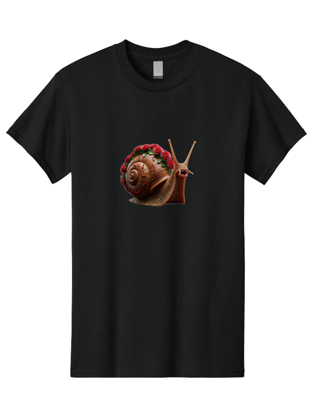 Snail-With-Roses-1 Men'S Graphic Tee, 100% Cotton, Comfortable Casual Summer Wear, Machine Washable, Vintage Camera, Old Camera, Antique Camera, Black Camera, Classic Photography, Photography Equipment, Nostalgic Device, Film Camera, Bah147