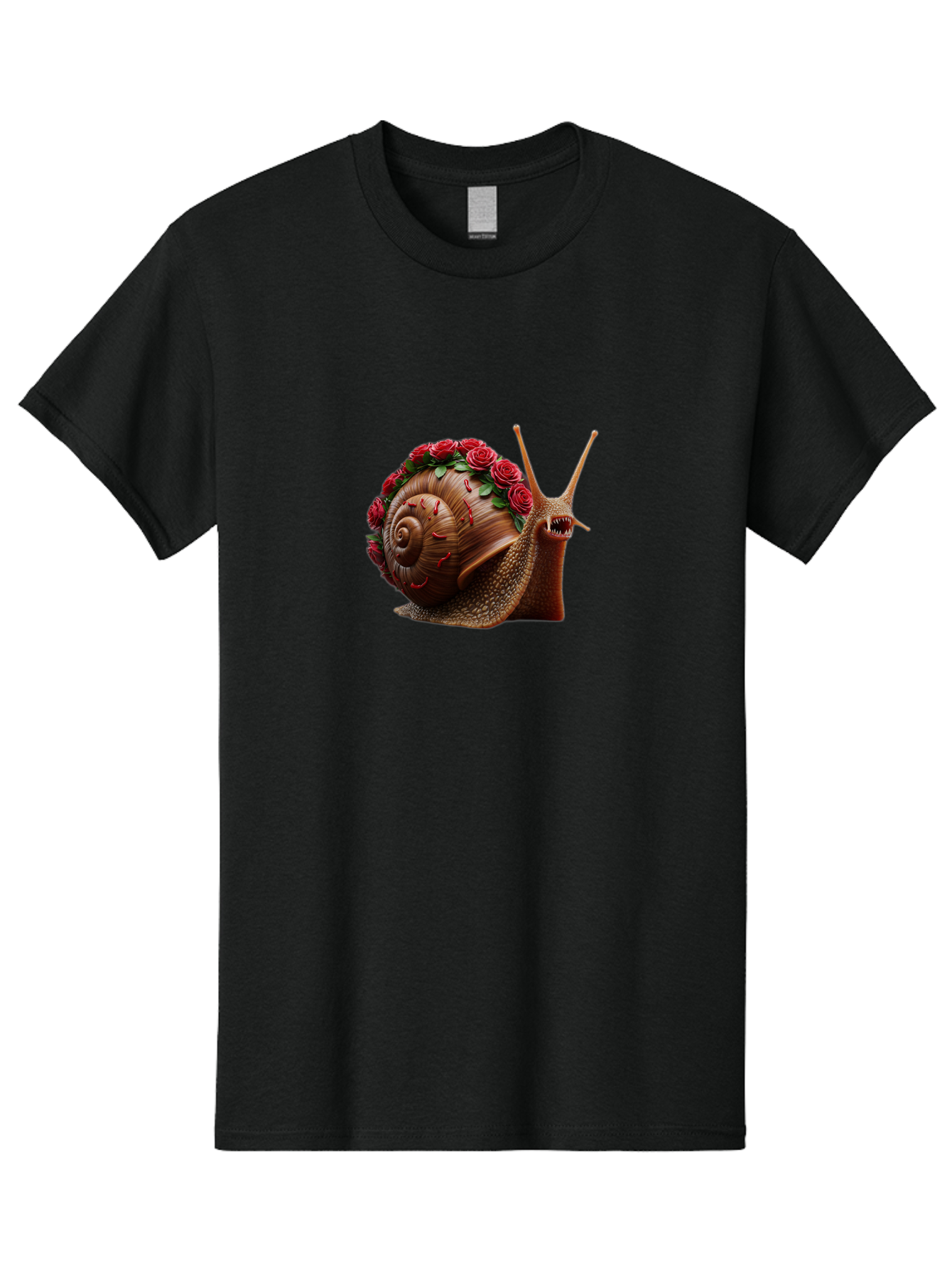 Snail-With-Roses-1 Men'S Graphic Tee, 100% Cotton, Comfortable Casual Summer Wear, Machine Washable, Vintage Camera, Old Camera, Antique Camera, Black Camera, Classic Photography, Photography Equipment, Nostalgic Device, Film Camera, Bah147