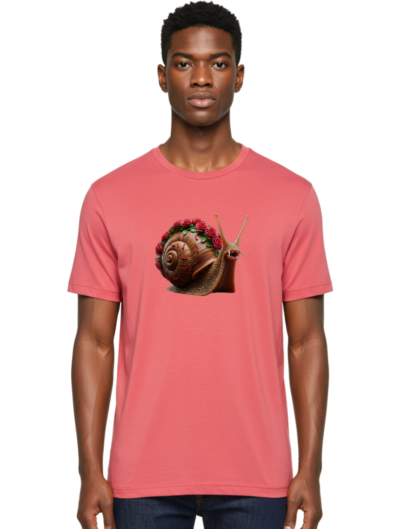 Snail-With-Roses-1 Men'S Graphic Tee, 100% Cotton, Comfortable Casual Summer Wear, Machine Washable, Vintage Camera, Old Camera, Antique Camera, Black Camera, Classic Photography, Photography Equipment, Nostalgic Device, Film Camera, Bah147