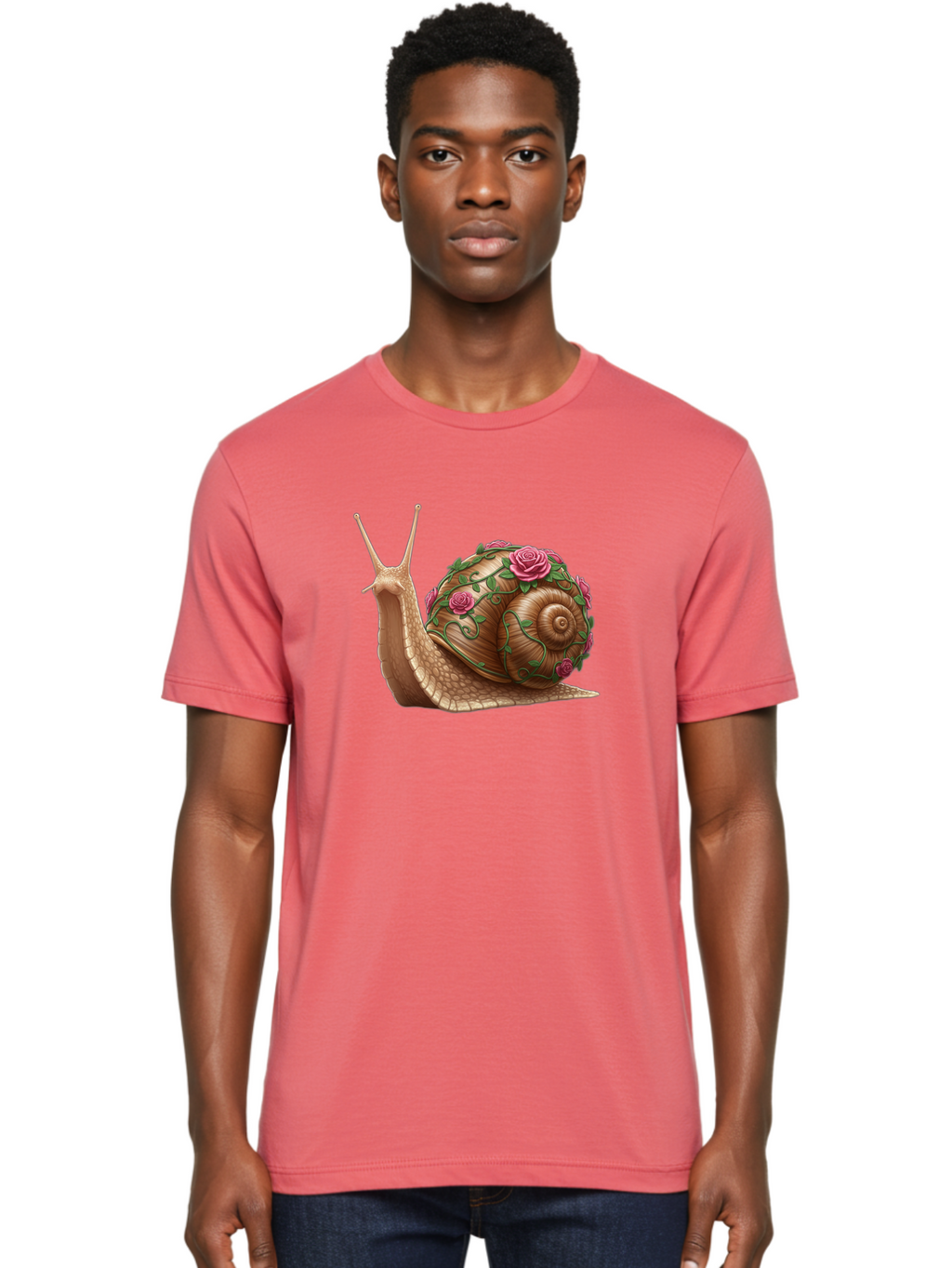 Snail-With-Roses Men'S Graphic Tee, 100% Cotton, Comfortable Casual Summer Wear, Machine Washable, Vintage Camera, Old Camera, Antique Camera, Black Camera, Classic Photography, Photography Equipment, Nostalgic Device, Film Camera, Camera Art Bah148
