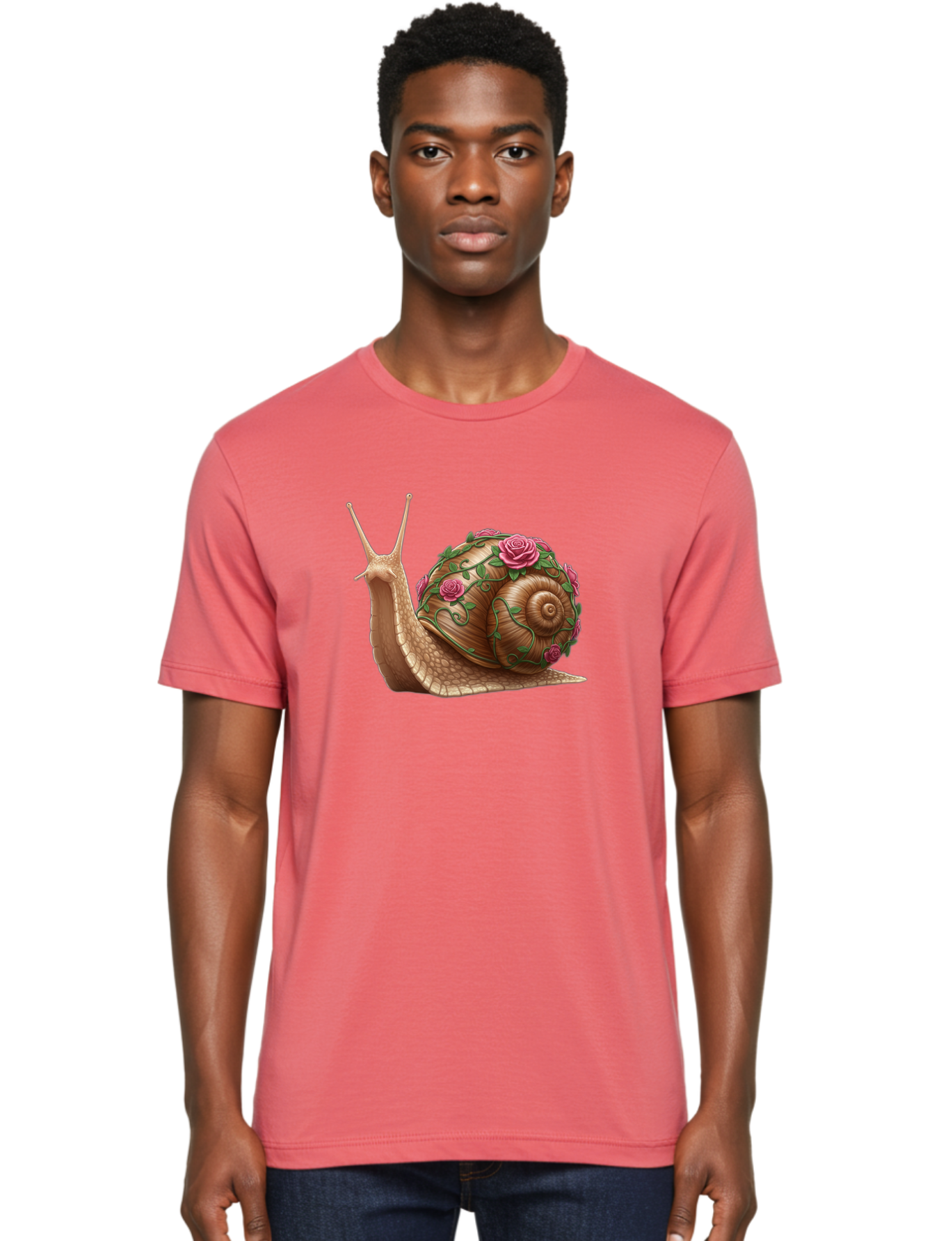 Snail-With-Roses Men'S Graphic Tee, 100% Cotton, Comfortable Casual Summer Wear, Machine Washable, Vintage Camera, Old Camera, Antique Camera, Black Camera, Classic Photography, Photography Equipment, Nostalgic Device, Film Camera, Camera Art Bah148