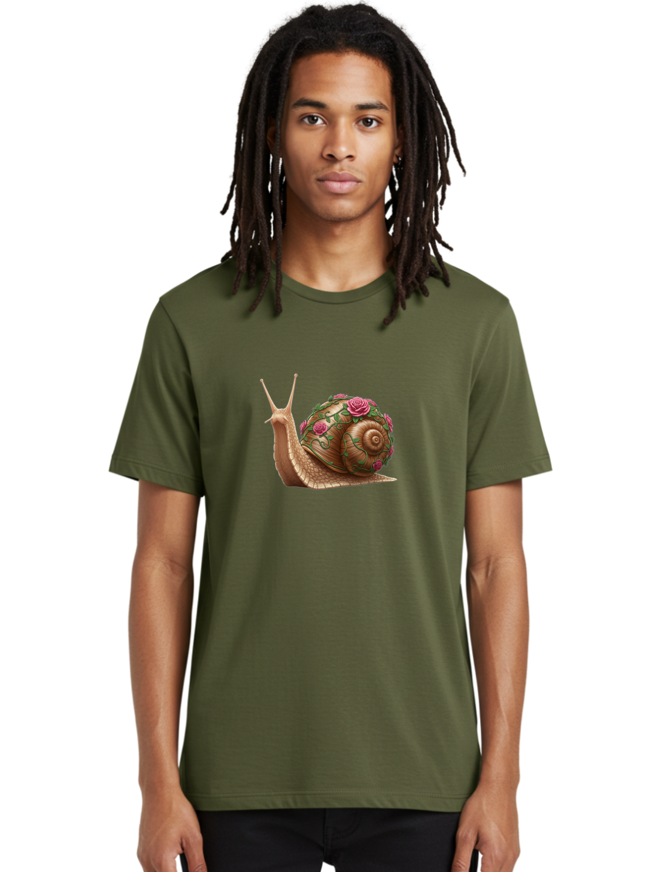 Snail-With-Roses Men'S Graphic Tee, 100% Cotton, Comfortable Casual Summer Wear, Machine Washable, Vintage Camera, Old Camera, Antique Camera, Black Camera, Classic Photography, Photography Equipment, Nostalgic Device, Film Camera, Camera Art Bah148