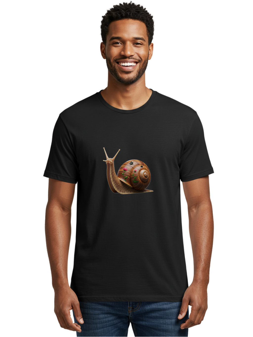 Snail-With-Skull-And-Flowers Men'S Graphic Tee, 100% Cotton, Comfortable Casual Summer Wear, Machine Washable, Vintage Camera, Old Camera, Antique Camera, Black Camera, Classic Photography, Photography Equipment, Nostalgic Device, Film Camera, Bah149