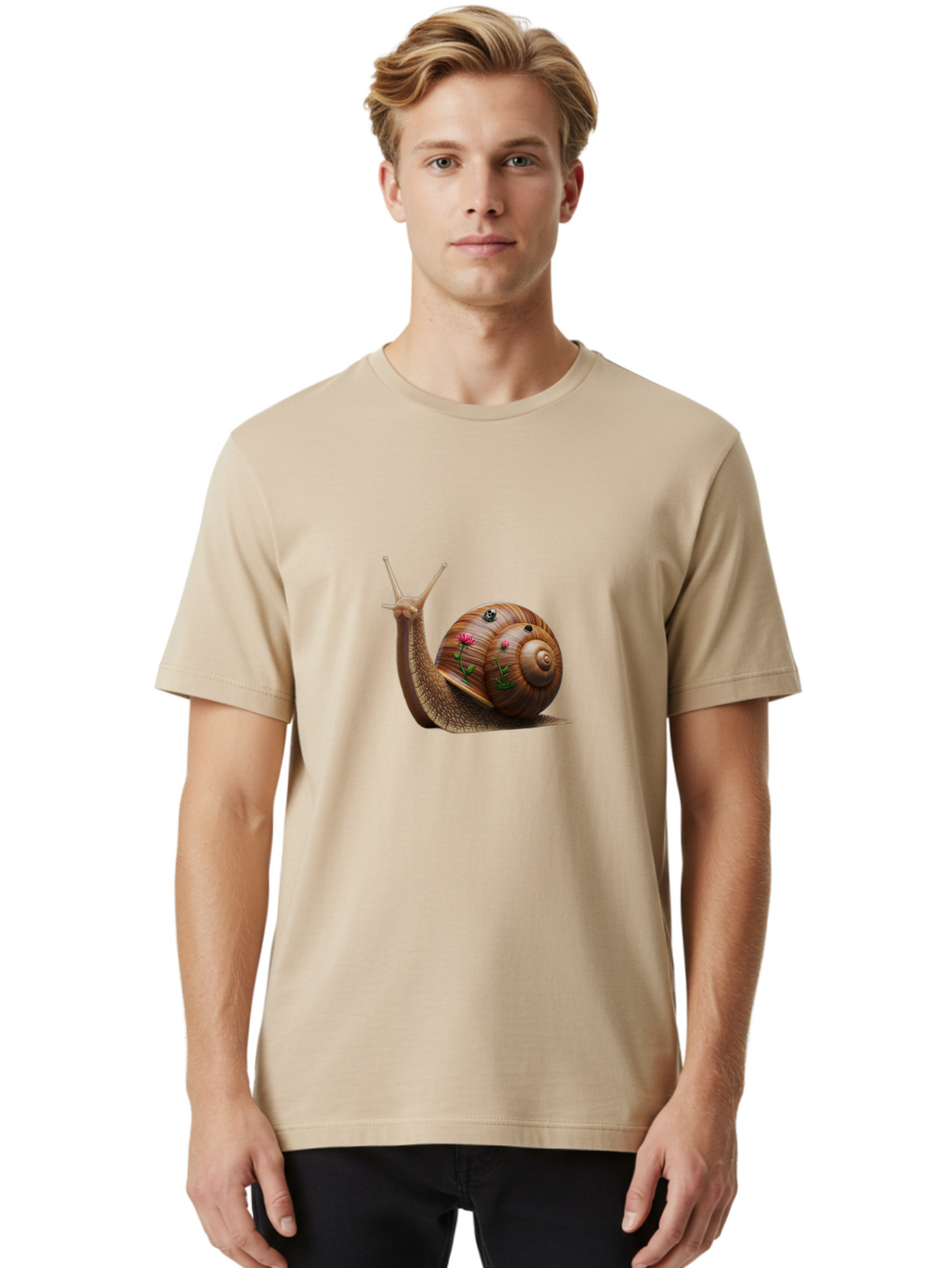 Snail-With-Skull-And-Flowers Men'S Graphic Tee, 100% Cotton, Comfortable Casual Summer Wear, Machine Washable, Vintage Camera, Old Camera, Antique Camera, Black Camera, Classic Photography, Photography Equipment, Nostalgic Device, Film Camera, Bah149