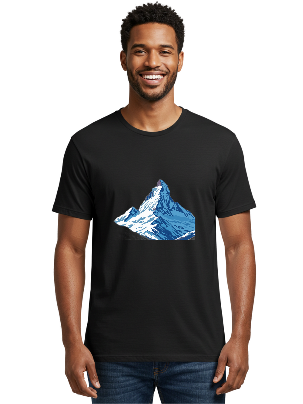 Snowy-Mountain-Peak-1 Men'S Graphic Tee, 100% Cotton, Comfortable Casual Summer Wear, Machine Washable, Vintage Camera, Old Camera, Antique Camera, Black Camera, Classic Photography, Photography Equipment, Nostalgic Device, Film Camera, Bah152