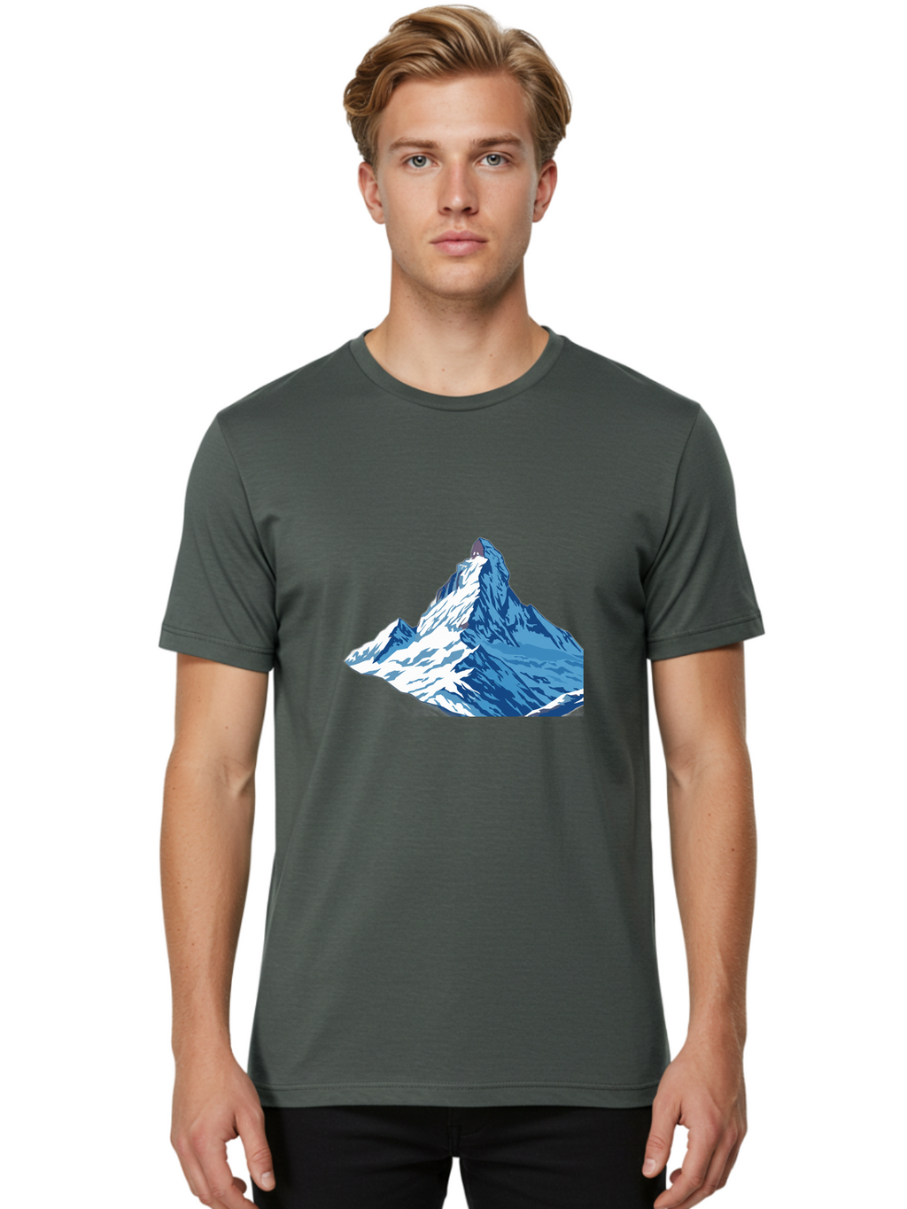 Snowy-Mountain-Peak-1 Men'S Graphic Tee, 100% Cotton, Comfortable Casual Summer Wear, Machine Washable, Vintage Camera, Old Camera, Antique Camera, Black Camera, Classic Photography, Photography Equipment, Nostalgic Device, Film Camera, Bah152