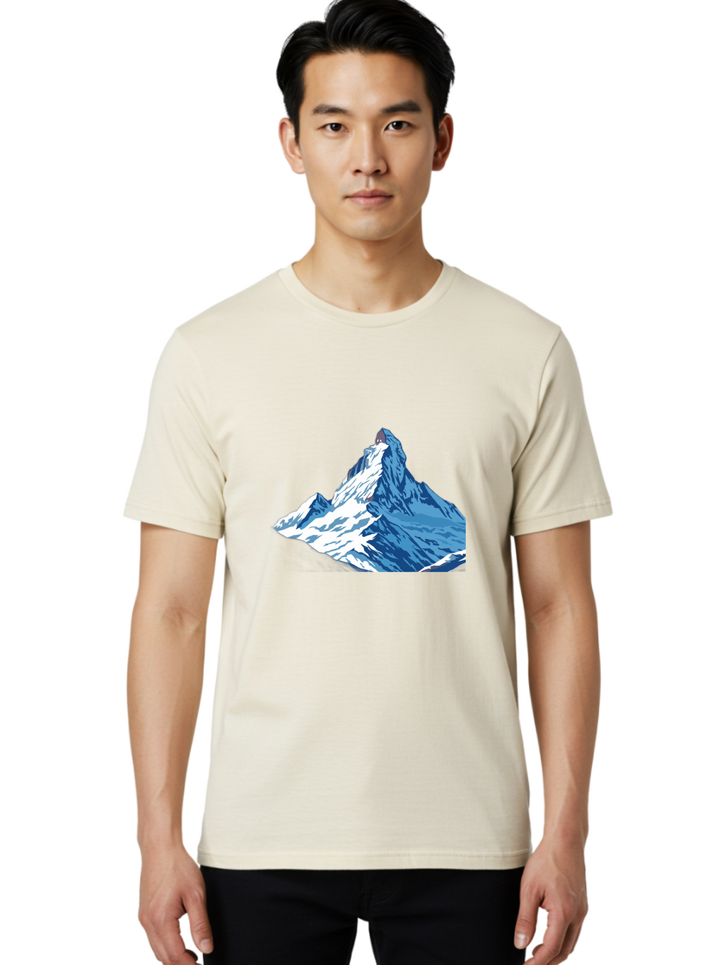 Snowy-Mountain-Peak-1 Men'S Graphic Tee, 100% Cotton, Comfortable Casual Summer Wear, Machine Washable, Vintage Camera, Old Camera, Antique Camera, Black Camera, Classic Photography, Photography Equipment, Nostalgic Device, Film Camera, Bah152