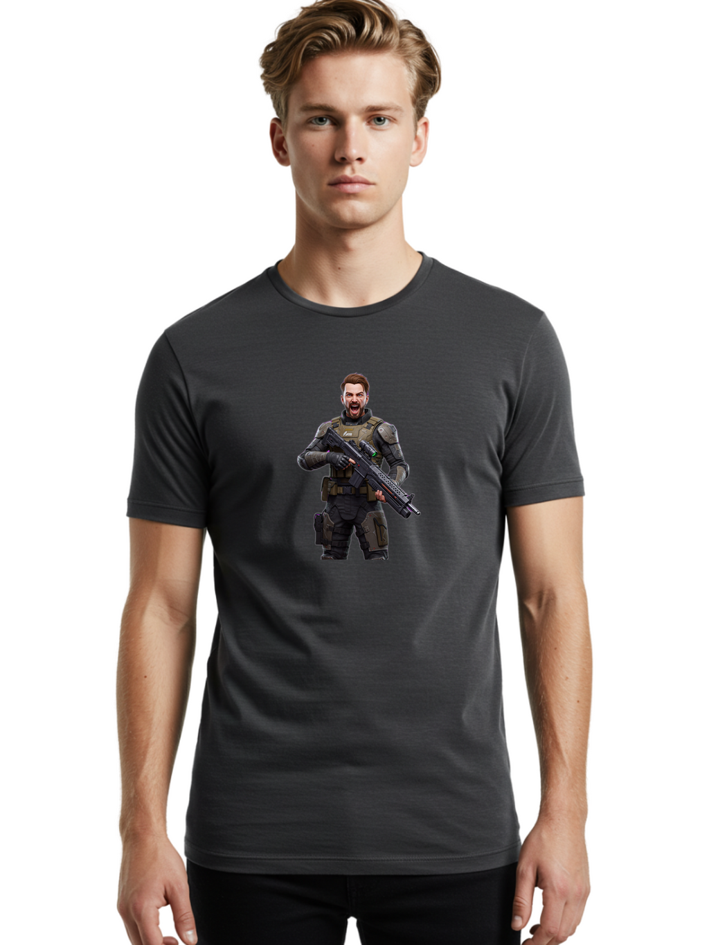 Soldier-With-Rifle Men'S Graphic Tee, 100% Cotton, Comfortable Casual Summer Wear, Machine Washable, Vintage Camera, Old Camera, Antique Camera, Black Camera, Classic Photography, Photography Equipment, Nostalgic Device, Film Camera, Bah161