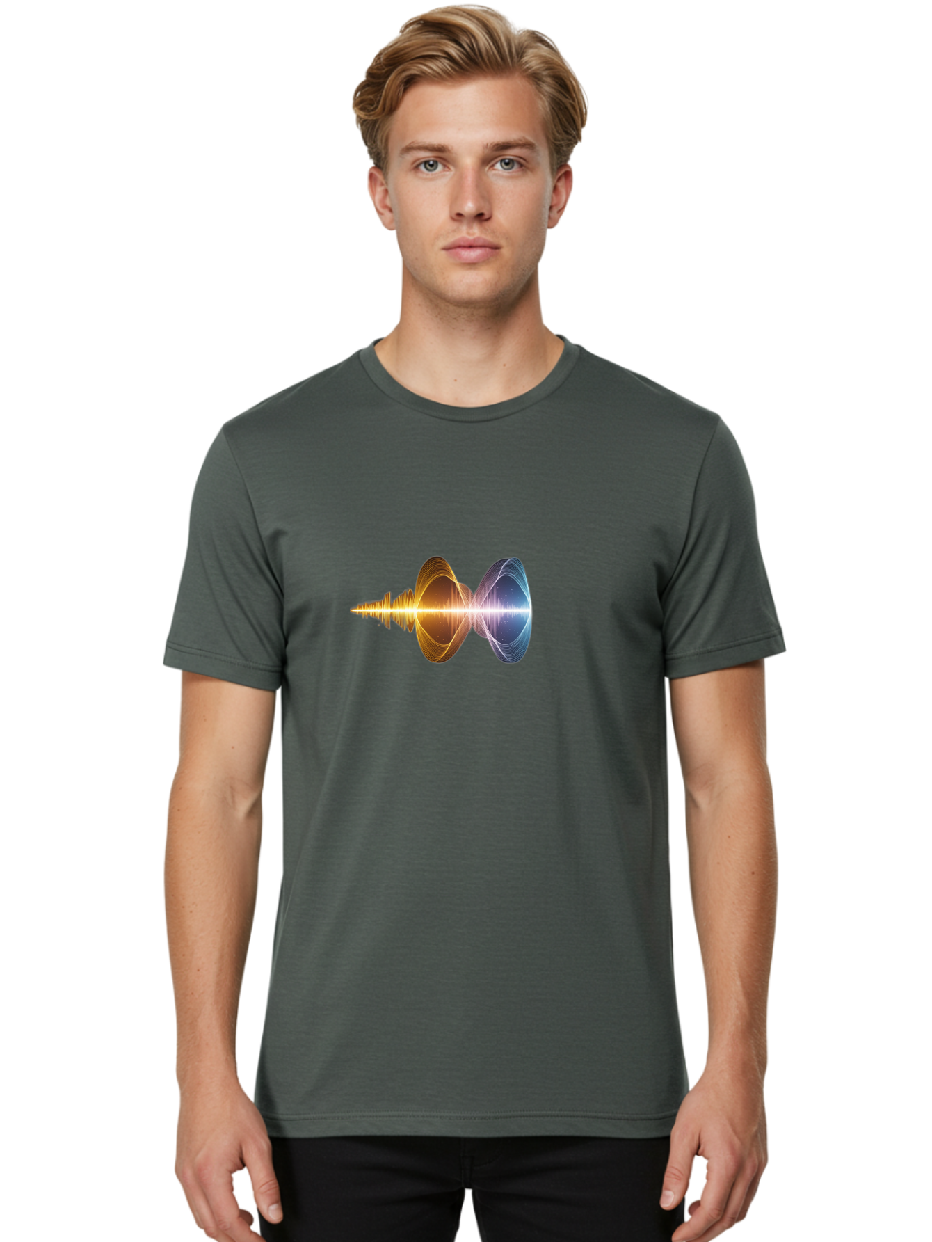 Sound-Wave-1 Men'S Graphic Tee, 100% Cotton, Comfortable Casual Summer Wear, Machine Washable, Vintage Camera, Old Camera, Antique Camera, Black Camera, Classic Photography, Photography Equipment, Nostalgic Device, Film Camera, Camera Art Bah162