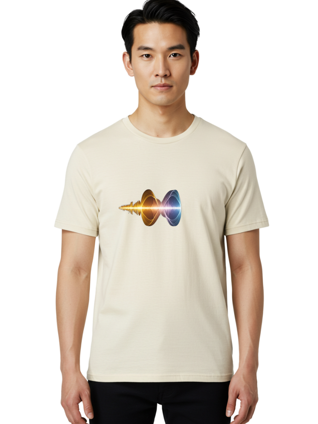 Sound-Wave-1 Men'S Graphic Tee, 100% Cotton, Comfortable Casual Summer Wear, Machine Washable, Vintage Camera, Old Camera, Antique Camera, Black Camera, Classic Photography, Photography Equipment, Nostalgic Device, Film Camera, Camera Art Bah162