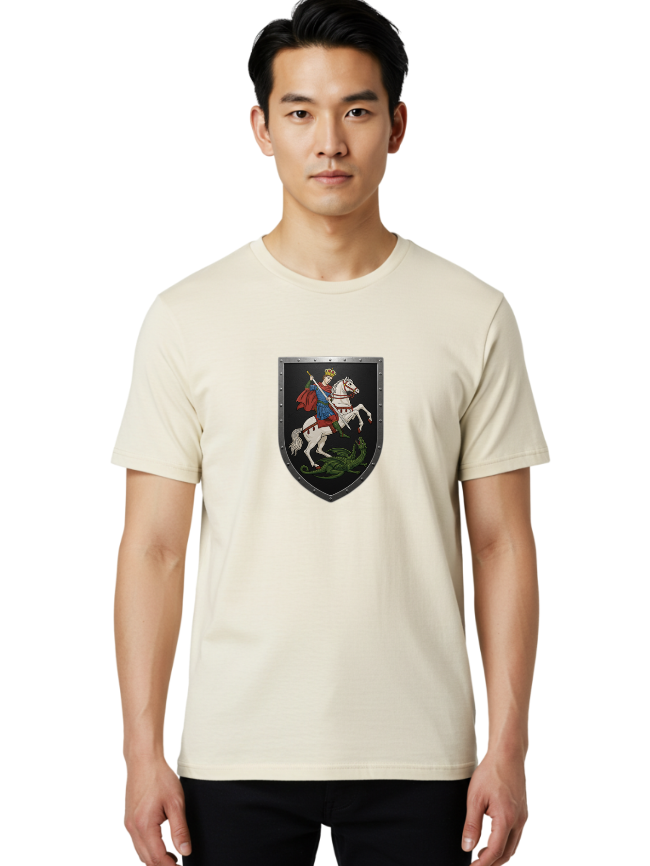 St-George-Slaying-The-Dragon Men'S Graphic Tee, 100% Cotton, Comfortable Casual Summer Wear, Machine Washable, Vintage Camera, Old Camera, Antique Camera, Black Camera, Classic Photography, Photography Equipment, Nostalgic Device, Film Camera, Bah170