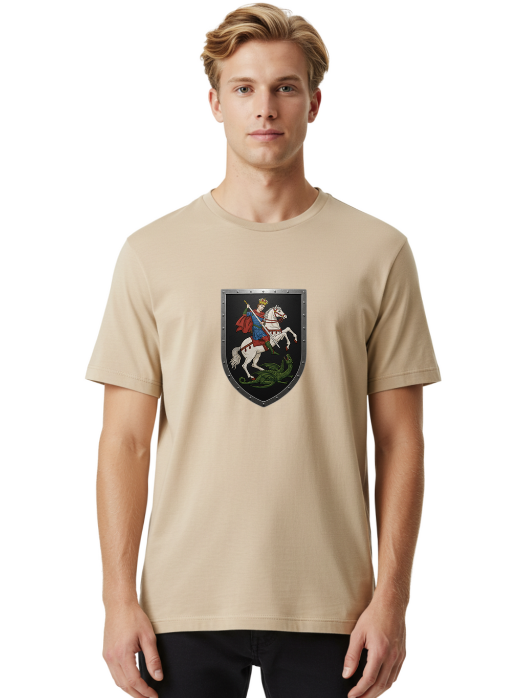 St-George-Slaying-The-Dragon Men'S Graphic Tee, 100% Cotton, Comfortable Casual Summer Wear, Machine Washable, Vintage Camera, Old Camera, Antique Camera, Black Camera, Classic Photography, Photography Equipment, Nostalgic Device, Film Camera, Bah170