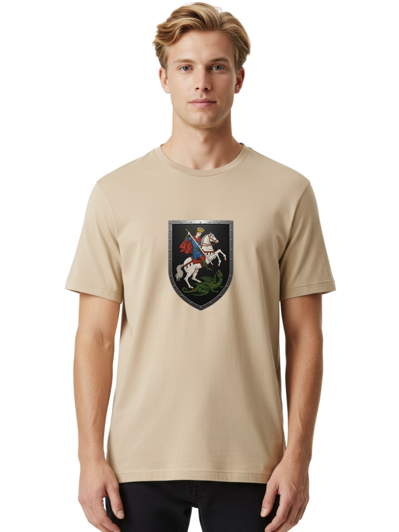 St-George-Slaying-The-Dragon Men'S Graphic Tee, 100% Cotton, Comfortable Casual Summer Wear, Machine Washable, Vintage Camera, Old Camera, Antique Camera, Black Camera, Classic Photography, Photography Equipment, Nostalgic Device, Film Camera, Bah170
