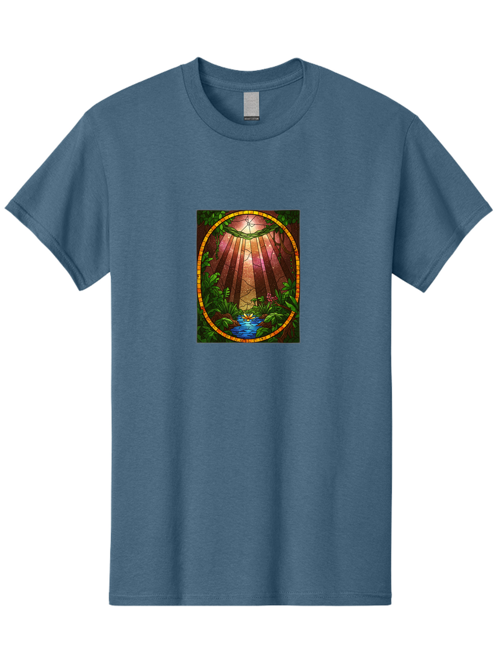 Stained-Glass-Jungle-Scene Men'S Graphic Tee, 100% Cotton, Comfortable Casual Summer Wear, Machine Washable, Vintage Camera, Old Camera, Antique Camera, Black Camera, Classic Photography, Photography Equipment, Nostalgic Device, Film Camera, Bah174