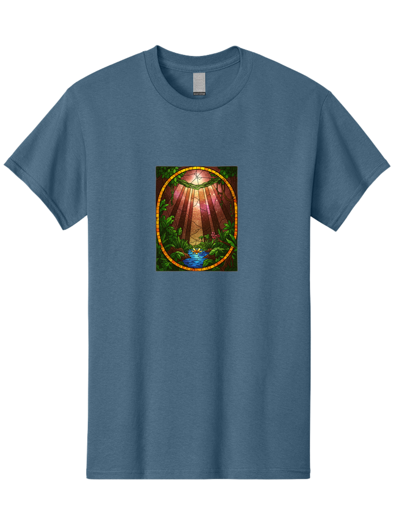 Stained-Glass-Jungle-Scene Men'S Graphic Tee, 100% Cotton, Comfortable Casual Summer Wear, Machine Washable, Vintage Camera, Old Camera, Antique Camera, Black Camera, Classic Photography, Photography Equipment, Nostalgic Device, Film Camera, Bah174